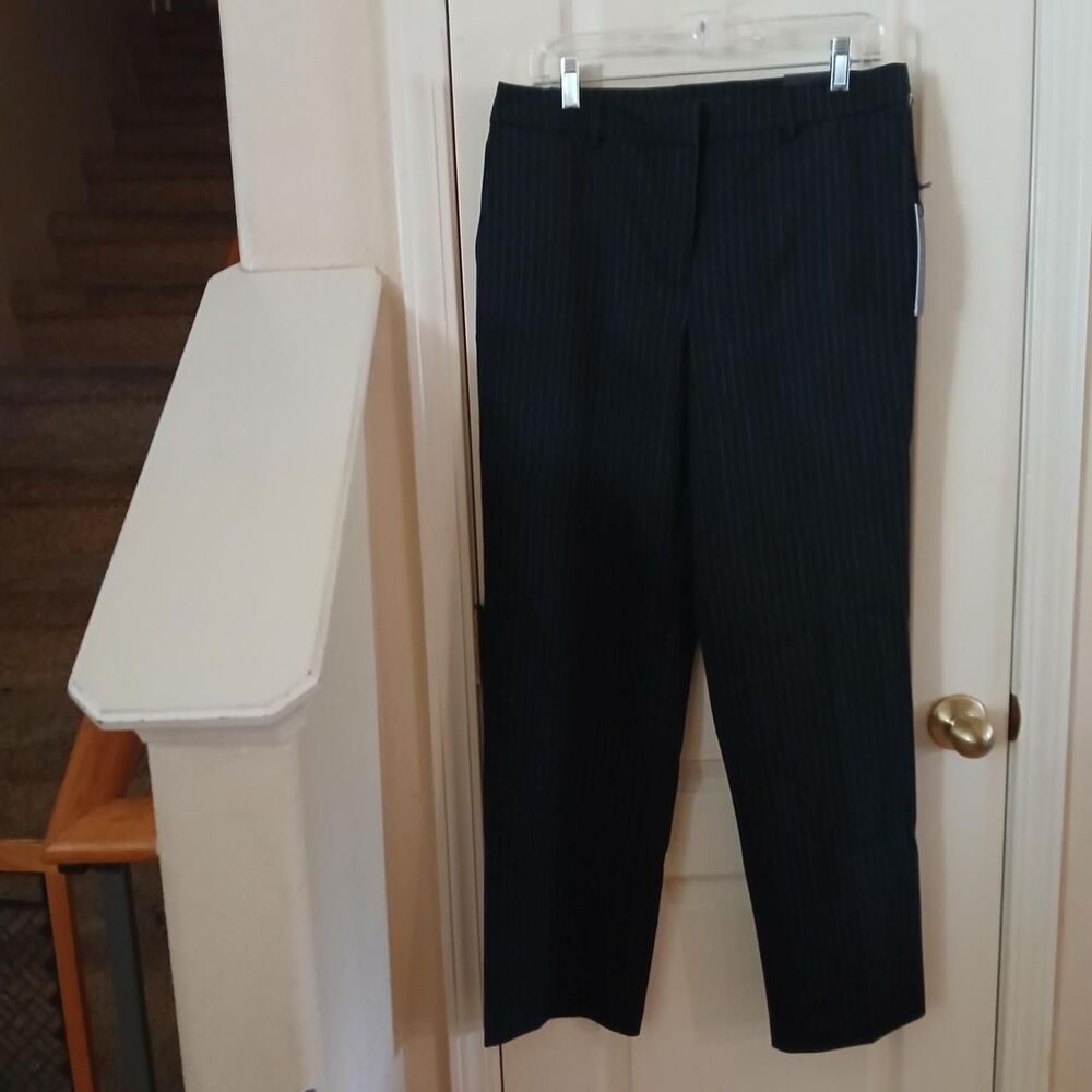 NWT Rachel Zoe High Rise Straight Leg Black Pinstripe Pants 10 Office Classic